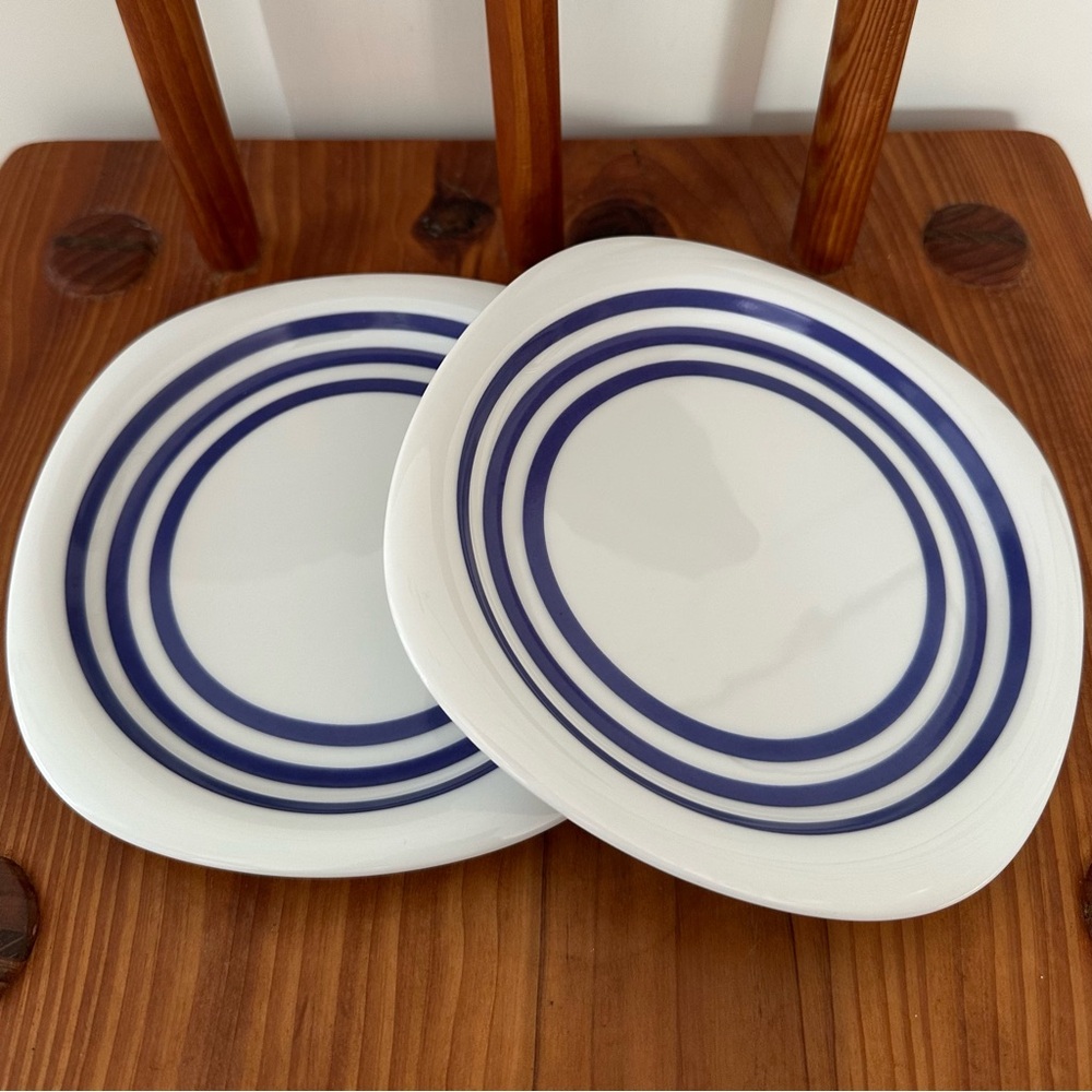 Set of 2 Rosenthal Studio Linie Suomi Blue Stripe Plates Appetizer Plates